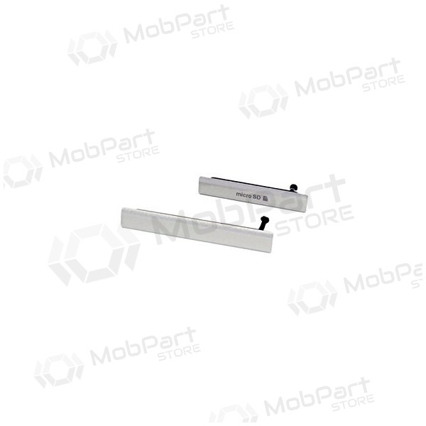 Sony Xperia Z2 D6502 / Z2 Xperia D6503 / Z2 D6543 καλύμματα πλευρικών θυρών microSD και microUSB-SIM (λευκά)