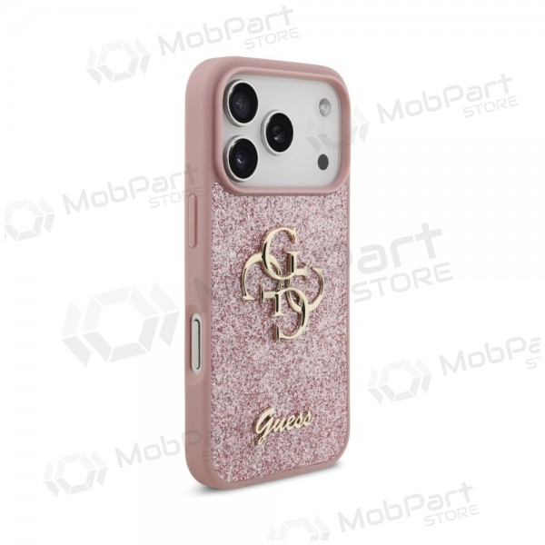 Θήκη Apple iPhone 18 Pro - Guess PU Fixed Glitter 4G Metal Logo (ροζ)