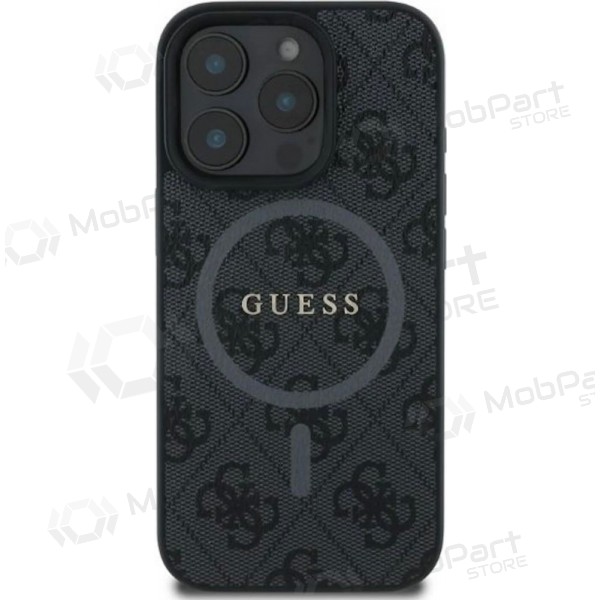 Θήκη Apple iPhone 16 Pro -Guess PU Leather 4G Colored Ring MagSafe- (μαύρο)