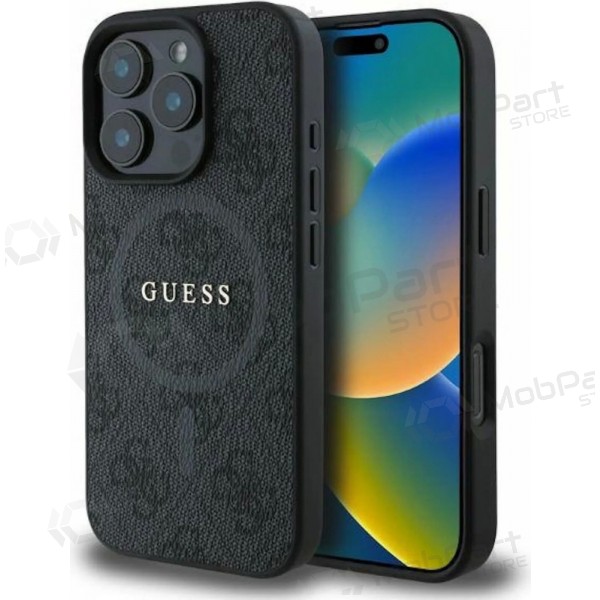 Θήκη Apple iPhone 16 Pro -Guess PU Leather 4G Colored Ring MagSafe- (μαύρο)