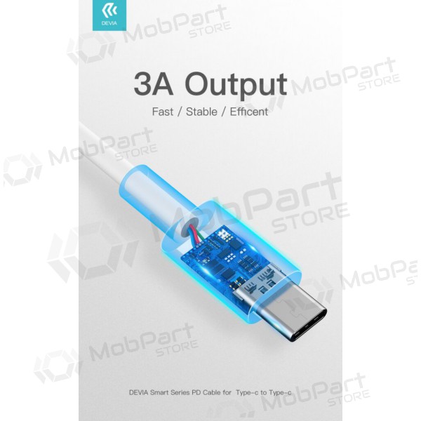 Καλώδιο USB Devia Smart PD Type-C -Type-C 20V 3.0A 60W (λευκό)