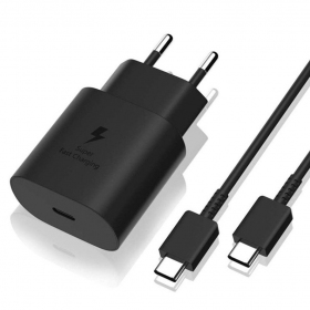 Φορτιστής γνησια Samsung EP-TA800NB 25W + Type-C καλώδιο 25W μαύρος