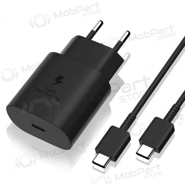 Φορτιστής γνησια Samsung EP-TA800NB 25W + Type-C καλώδιο 25W μαύρος