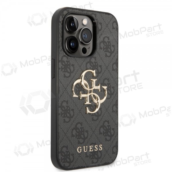 Θήκη Apple iPhone 14 Pro - Guess PU 4G Metal Logo (γκρι)