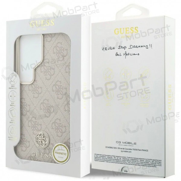 Θήκη Samsung Galaxy S26 Ultra - Guess PU Leather 4G Strass Logo Gold Frame Magnetic (ροζ)