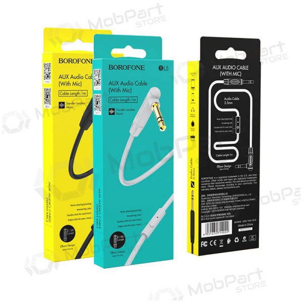 Audio προσαρμογέας 3,5mm į 3,5mm Borofone BL5 AUX (γκρί)