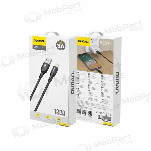 Καλώδιο Lightning Dudao L3SL USB-A σε Lightning 1.2 m 3 A μαύρο