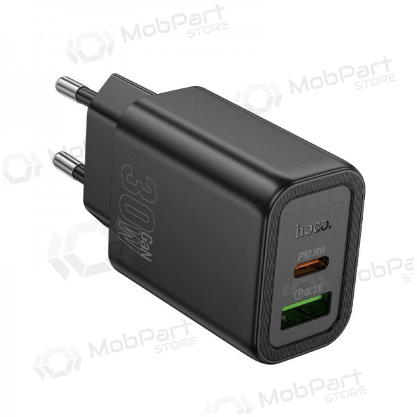 Φορτιστής τηλεφώνου Hoco N63 30 W GaN USB-C + USB-A μαύρος