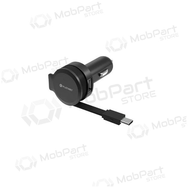 Φορτιστης αυτοκινητου Platinet su Type-C laidu (1xUSB 2.4A) (μαύρος)