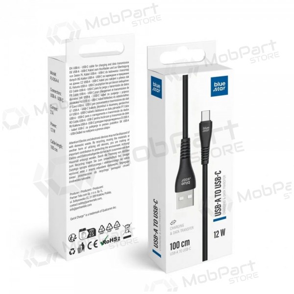 Καλώδιο Lightning Blue Star PJ-DG4-A USB-A σε Lightning 1 m μαύρο