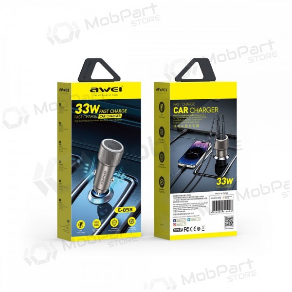 Φορτιστης αυτοκινητου Awei C-858 33W 2xUSB-C μαύρος