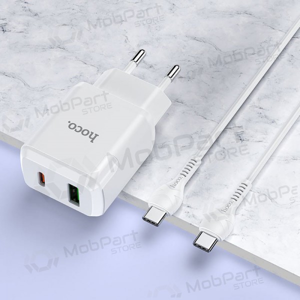 Φορτιστής Hoco N5 USB Quick Charge 3.0 + PD 20W (3.1A) + Type-C-Type-C (άσπρο)