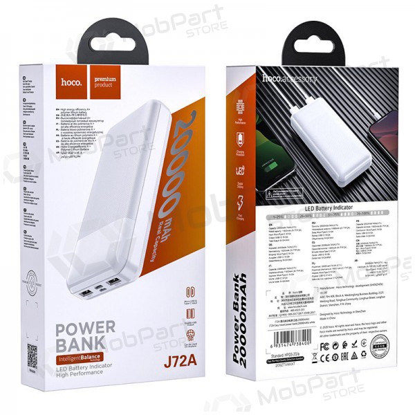 Εξωτερική μπαταρία Power Bank Hoco J72A 20000mAh άσπρο