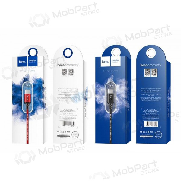 USB καλώδιο Hoco X14 Lightning (το κόκκινο / μαύρος) 1.0m