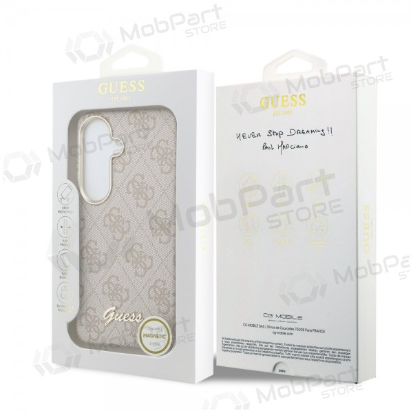 Θήκη Samsung Galaxy S26 - Guess PU 4G Script Metal Logo Magnetic (ροζ)