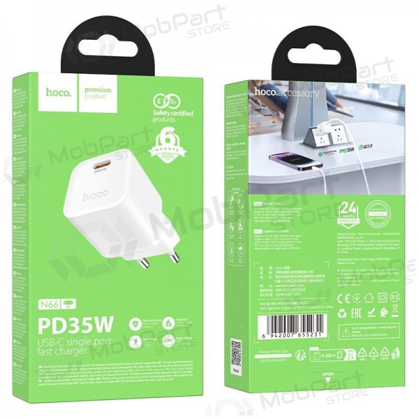 Φορτιστής τηλεφώνου Hoco N66 35 W GaN USB-C λευκός