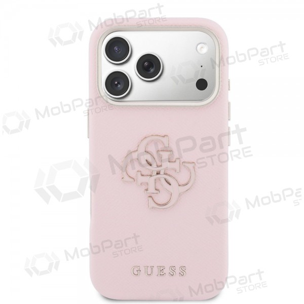 Θήκη Apple iPhone 17 Pro Max - Guess PU Grained 4G Resin Metal Logo (ροζ)