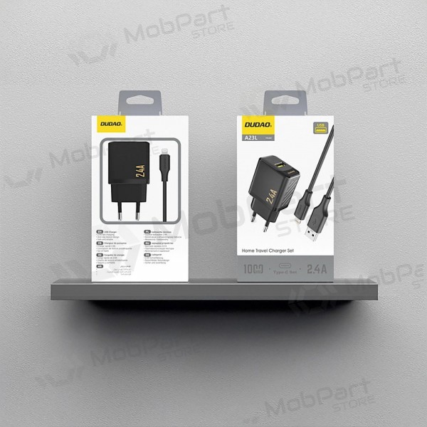 Φορτιστής τηλεφώνου Dudao A23L 12 W USB-A με καλώδιο USB-A σε Lightning 1 m μαύρο