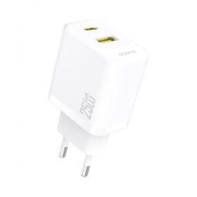 Φορτιστής τηλεφώνου Dudao A26T 25 W GaN USB-C + USB-A λευκός