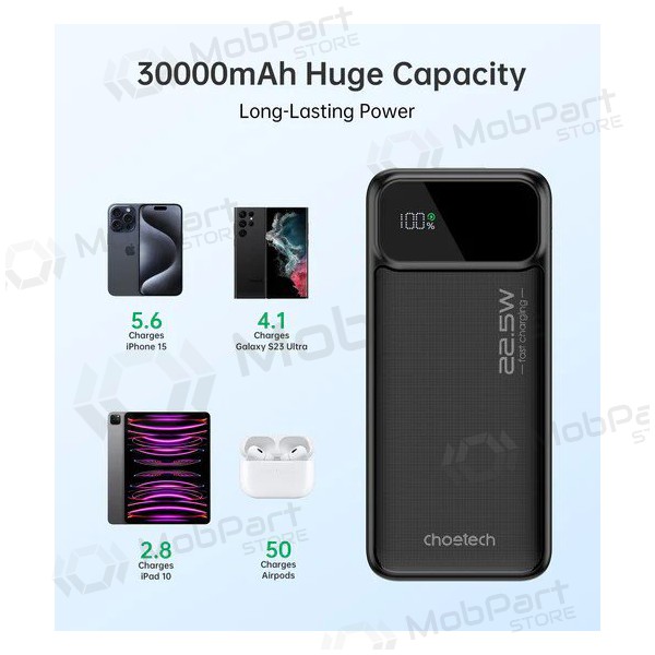 Εξωτερική μπαταρία Power Bank Choetech B730 22.5W 30000mAh μαύρος