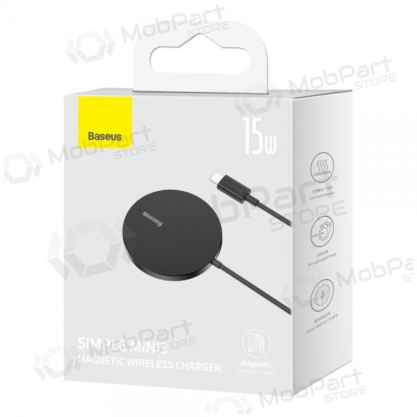 Ασύρματος φορτιστής MagSafe Baseus Simple Mini 3 15 W μαύρος