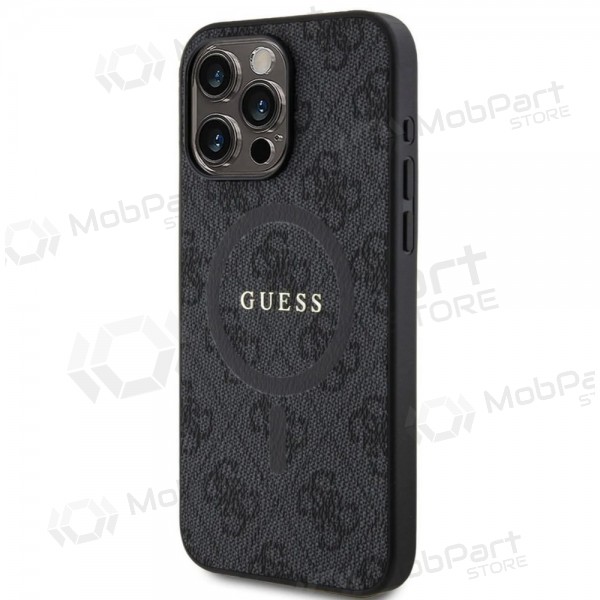 Θήκη Apple iPhone 15 Pro Max - Guess PU Leather 4G Colored Ring MagSafe (μαύρο)