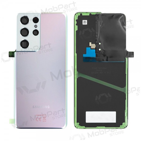Samsung G998 Galaxy S21 Ultra 5G πίσω κάλυμμα μπαταρίας (Phantom Silver) (μεταχειρισμένος grade A, γνησια)
