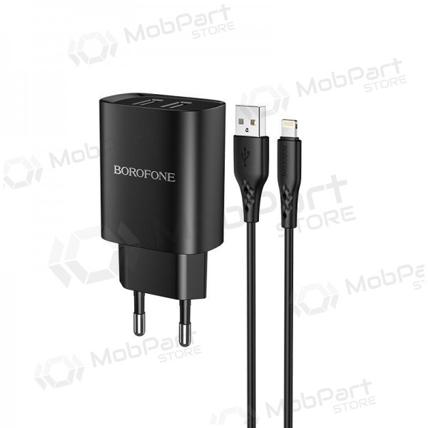 Φορτιστής Borofone BN2 2xUSB 2.1A + Lightning (μαύρος)
