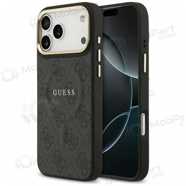 Θήκη Apple iPhone 17 Pro - Guess PU Leather 4G Gold Frame MagSafe (μαύρο)