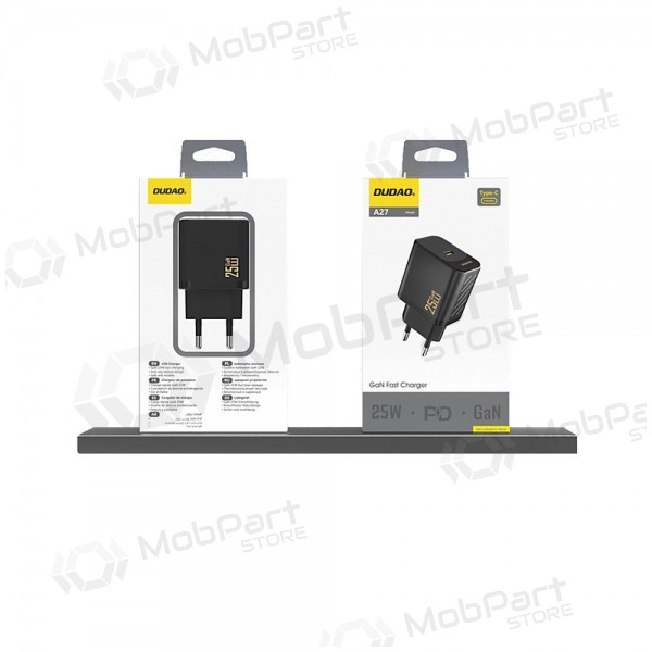 Φορτιστής τηλεφώνου Dudao A27 25 W GaN USB-C μαύρος