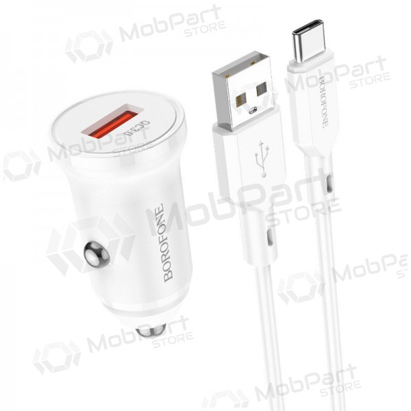 Φορτιστής automobilinis Borofone BZ18 Quick Charge 3.0 18W + Type-C (άσπρο)