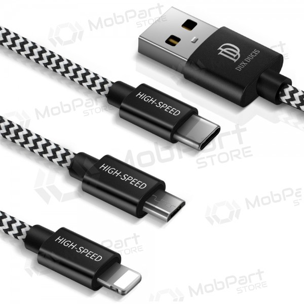 Καλώδιο USB Dux Ducis K-ONE 3in1 microUSB-Lightning-Type-C FastCharging 1.2m