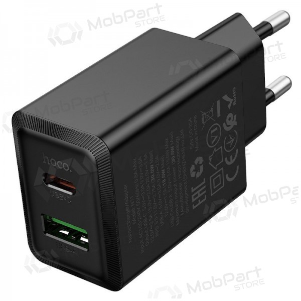 Φορτιστής τηλεφώνου Hoco N71 30 W GaN USB-C + USB-A μαύρος