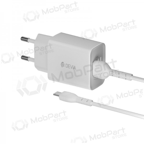 Φορτιστής Devia Smart x 2 USB (2.4A) + MicroUSB, (άσπρο)