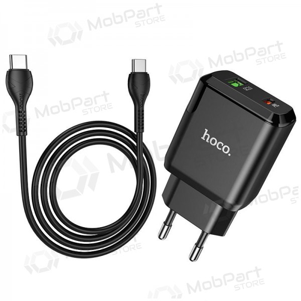 Φορτιστής Hoco N5 USB Quick Charge 3.0 + PD 20W (3.1A) + Type-C-Type-C (μαύρος)