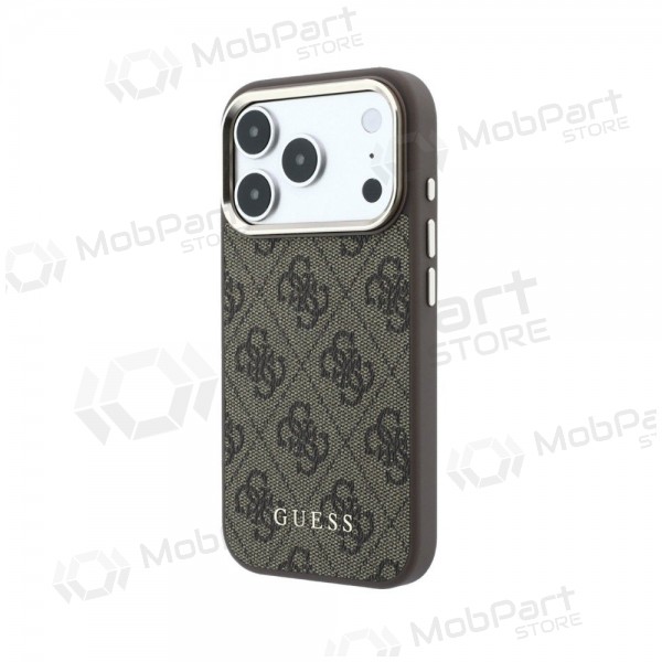 Θήκη Apple iPhone 18 Pro Max - Guess PU Leather 4G Gold Frame MagSafe (καφέ)