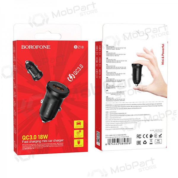 Φορτιστής automobilinis Borofone BZ18 Quick Charge 3.0 18W (μαύρος)