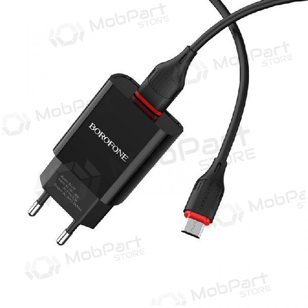 Φορτιστής BOROFONE BA20A Sharp USB + microUSB καλώδιο (5V 2.1A) (μαύρος)
