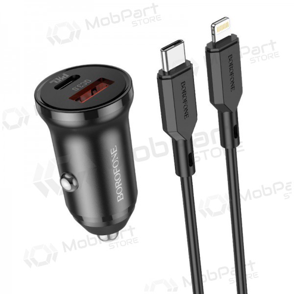 Φορτιστής automobilinis Borofone BZ18A USB-A/Type-C PD20W+QC3.0 + Lightning (μαύρος)