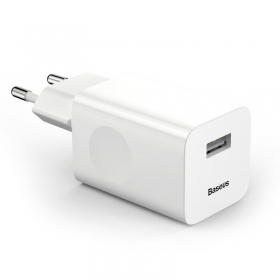 Φορτιστής τηλεφώνου Baseus CCALL-BX02 24 W USB-A λευκός