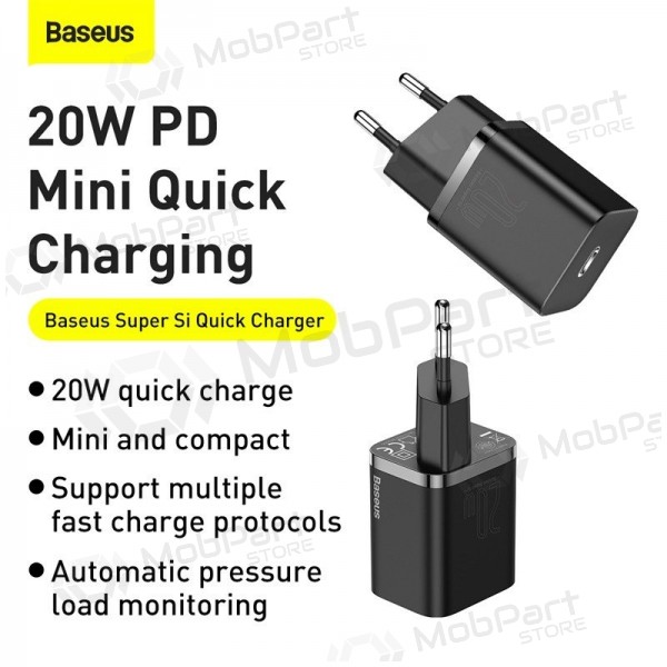 Φορτιστής buitinis Baseus Super Si 20W μαύρος CCSUP-B01