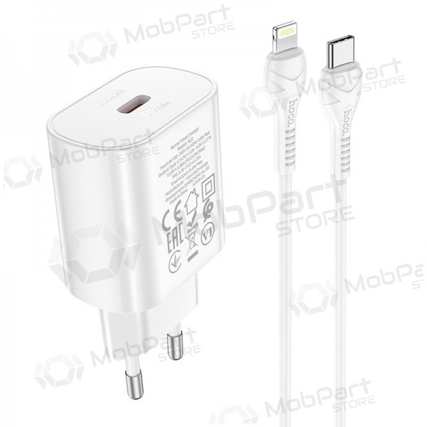 Φορτιστής τηλεφώνου Hoco N22 25 W USB-C με καλώδιο Lightning 1 m λευκό