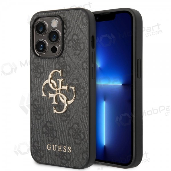 Θήκη Apple iPhone 14 Pro - Guess PU 4G Metal Logo (γκρι)