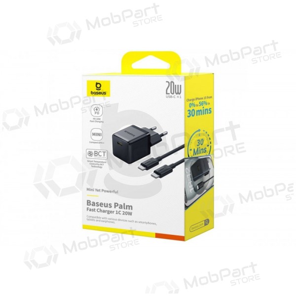 Φορτιστής Baseus Palm 20W USB-C + USB-C to USB-C cable 1.0m μαύρος P10111602113-01