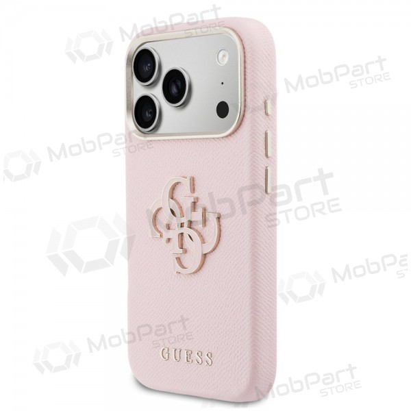 Θήκη Apple iPhone 17 Pro Max - Guess PU Grained 4G Resin Metal Logo (ροζ)