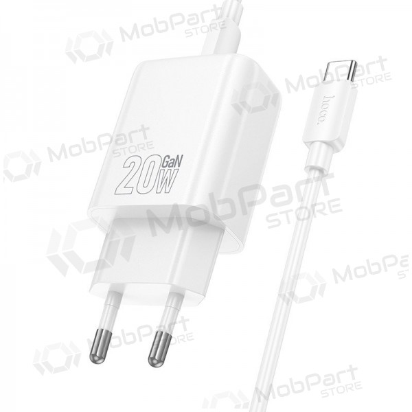 Φορτιστής τηλεφώνου Hoco N60 GaN USB-C με καλώδιο USB-C 1 m λευκό