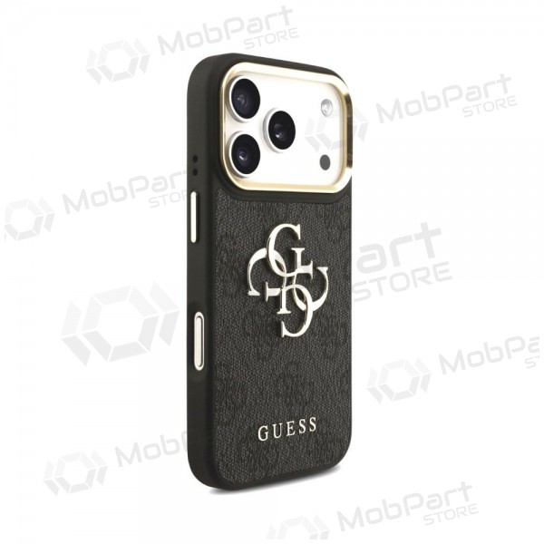 Θήκη Apple iPhone 18 Pro - Guess PU Leather 4G Metal Logo Gold Frame (μαύρο)