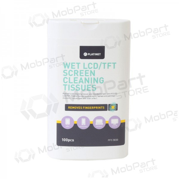 Wet wipes PLATINET for LCD / TFT screens PLATINET 11x9,4cm (100τεμ)
