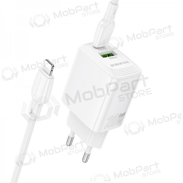 Φορτιστής τηλεφώνου Borofone BN27 20 W USB-C + USB-A με καλώδιο Lightning 1 m λευκό