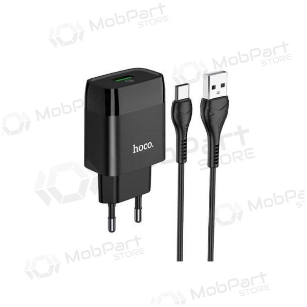 Φορτιστής HOCO C72Q Glorious USB + type-C καλώδιο (QC3.0) (μαύρος)
